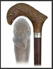 Large & curving Lignum Vitae handle bird’s head W/A Owl Walking stick cane new
