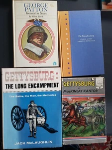 [Lot of 4] War-Related Vintage Hardcover Books - Gettysburg, Patton etc. - Picture 1 of 2
