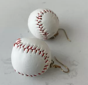 Orecchini pendenti baseball pelle nuovi 1,25 pollici - Foto 1 di 4