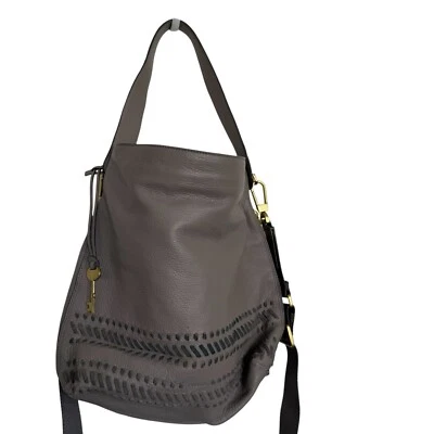 Fossil 女式手提包 Maya 皮革流浪汉灰色编织皮革钱包 — 第 1/4 张图片