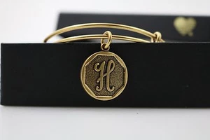 NEW ALEX AND ANI INITIAL H BANGLE RAFAELIAN GOLD WITH TAG, BOX, & CARD - Picture 1 of 4