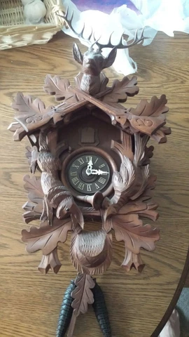 Authentic German Schonach 23.5in Hunting Scene Animals Black Forest Cuckoo Clock Cover