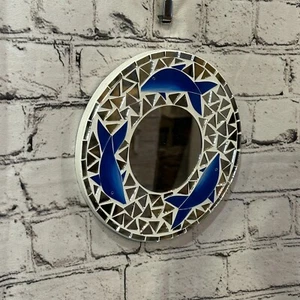 Blue Dolphin Mosaic Tile Wall Mirror 20cm x 20cm 8 Inches Handmade New - Picture 1 of 7