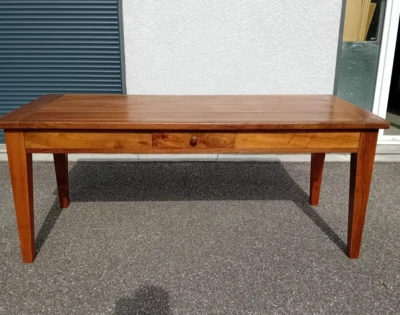 table de ferme  ancienne en noyer blond 1.80x0.84x78 plateau de 4 cm d'epaisseur - Photo 1/3