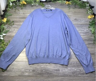 IZOD V Neck Sweater Size XXL, 2XL Men’s Extra Large Woven cotton wool blend Blue - Image 1 of 4