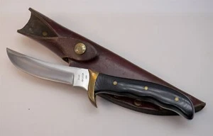 Early 1973-1981 Buck USA Akonua 402 440C Micarta Hunting Skinning Knife & Sheath - Picture 1 of 18