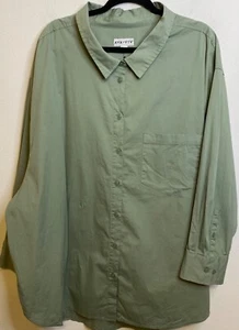 NEW Ava & Viv Long Sleeve Button Down Shirt Stretch Green Plus Size 4X - Picture 1 of 4