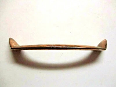 Winged 1940s MCM Drawer Pull Handle Shiny Shabby Copper 4" Centers 1 Vtg MCM - Image 1 of 4