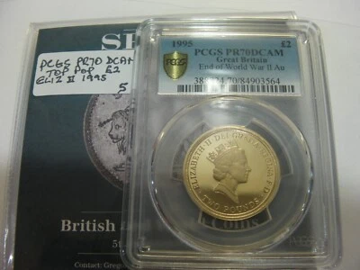 GOLD 1995 PROOF DECAM £2  DOVE OF PEACE 50TH ANN. END OF 2ND WORLD WAR  NO.5 - Image 1 of 4