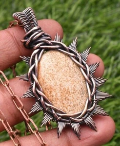 Picture Japer Pendant Copper Wire Wrapped Handmade Jewelry Pendant Necklace - Picture 1 of 9