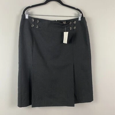 Falda lápiz de lana Banana Republic para mujer 14 gris carbón con detalles de botones Foto 1 de 4