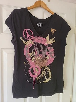 Top de mujer Mudd manga corta talla XL negro cuello redondo LOVE Foto 1 de 3