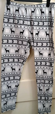 Rosa Rosa Rosa Leggings Mujer Grande Fair Isle Reno Invierno Suave Acogedor Elastizado Pantalón Foto 1 de 3