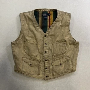 Vintage Polo Ralph Lauren Canvas Hunting Vest Serape Lined Southwestern 90s XL - Picture 1 of 18