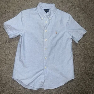 Polo Ralph Lauren blue Oxford Button Up Short Sleeve Boys Shirt Size Small - Picture 1 of 6