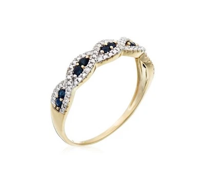Goldring 375 Diamant Ring mit blaue Saphire  Gr. 54 Gelbgold - Bild 1 von 4
