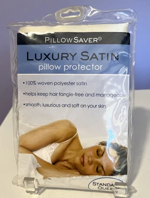 Protetor de travesseiro vintage luxo cetim com zíper tamanho queen 20”x28” creme novo em folha - Imagem 1 de 4