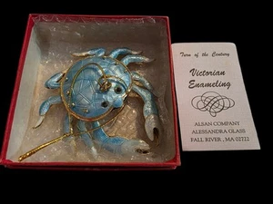 Cloisonné Enamel Articulated Moveable Crab Ornament Blue & White - Picture 1 of 3