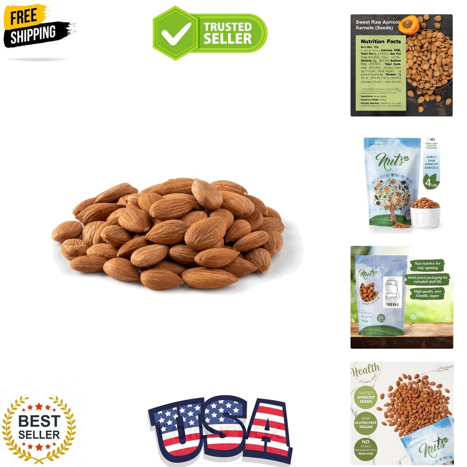 4 LB Sweet Raw Apricot Seeds No Shell B17 B1 and B15 Vitamins Nuts U.s.