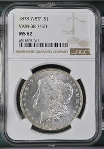 1878 Morgan Silver Dollar NGC MS-62 7/8TF VAM-38 7/5TF - Picture 1 of 2