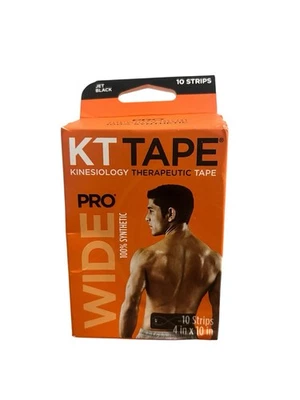 Tiras anchas KT Tape Pro 10 precortadas 10 pulgadas negras soporte para músculos y articulaciones Foto 1 de 4
