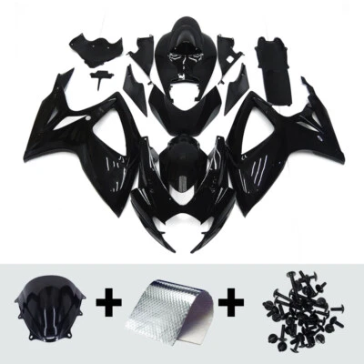 Gloss Black Fairing Kit For Suzuki GSXR600 GSXR750 2006 2007 Injection Bodywork - Image 1 of 4
