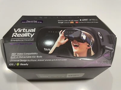 DREAM VISION Virtual Reality VR HEADSET All Smartphones Apps Retractable Earbuds - Image 1 of 3