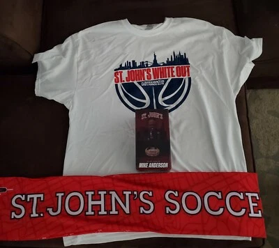 2020 SJU St. John's Red Storm Anderson Bobblehead XL White T Shirt Soccer Scarf - Image 1 of 4