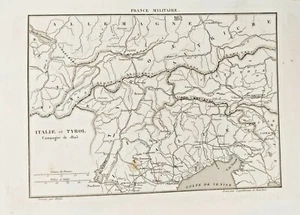 1850 CARTA ITALIA TIROLO CAMPAGNA MILITARE FRANCESE 1805 FELTRE BELLUNO - Imagen 1 de 1