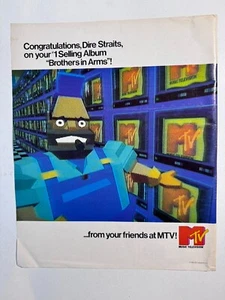 DIRE STRAITS  "BROTHERS IN ARMS"  MTV  1985  MAG AD POSTER  11" X 13.5" - Picture 1 of 1