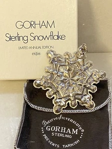 Adorno de copo de nieve de plata esterlina 1971 coleccionable ~ por Gorham Silver - Imagen 1 de 5