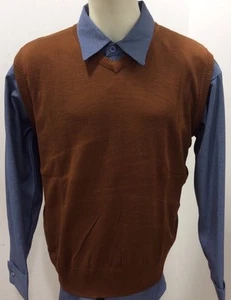 MEN'S SOLID RUST COLOR SWEATER VEST,BAGAZIO SIZES MEDIUM - 3 XLARGE NEW WITH TAG - Picture 1 of 8