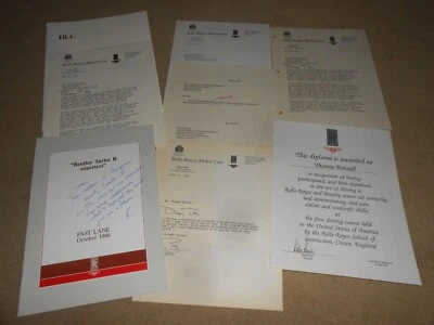 1986 BENTLEY TURBO R TEST 1990 ROLLS ROYCE DRIVING SCHOOL BROCHURE PACK, LETTERS - Image 1 of 4