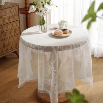 Rectangle Lace Floral Embroidery Tablecloth Cover Diningroom Wedding Party Decor - Image 1 of 4