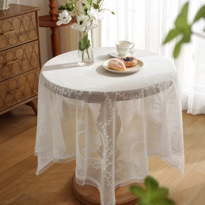 Rectangle Lace Floral Embroidery Tablecloth Cover Diningroom Wedding Party Decor - Image 1 of 4