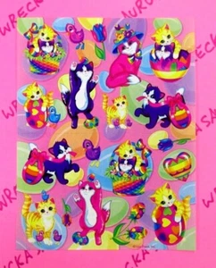 Vintage Lisa Frank Katzen & Kätzchen Ostern Aufkleber - Bild 1 von 4