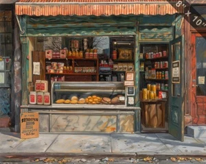 Pintura al óleo A New York Deli impresión 8x10 - Imagen 1 de 1