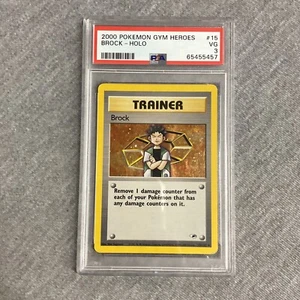 Pokemon Gym Heroes #15 Brock-Holo 2000 PSA 3 en muy buena condición 15/132 - Imagen 1 de 2