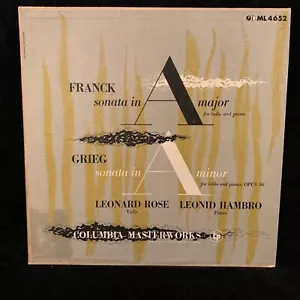 LEONARD ROSE cello - FRANCK & GRIEG Sonatas - HAMBRO - COLUMBIA ML 4652 LP 1953 - Imagen 1 de 4