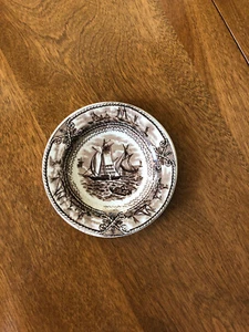 Antiker, 19. Jahrhundert, England Miniatur Teller, 3 3/4", Maritim, Schiffe - Bild 1 von 8