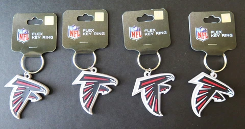 FOUR (4) ATLANTA FALCONS, FLEXIBLE KEY RINGS FROM WINCRAFT Cover
