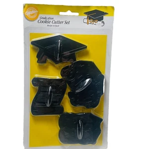 Graduation Cookie Imprint Cutter Set of 4 New on Card Vintage Wilton - Picture 1 of 9