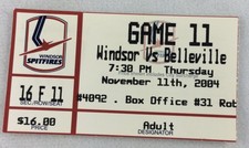 OHL 2004 11/11 Belleville Bulls at Windsor Spitfires Hockey Ticket
