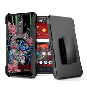 Para ZTE Blade Spark Z971, Grand X4 Armadura Funda Clip Estuche KOI Peces - Imagen 1 de 3