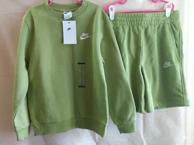 $75 Nwt kids size medium nike green sweatshirt sweatshirts set standard fit - Image 1 of 4