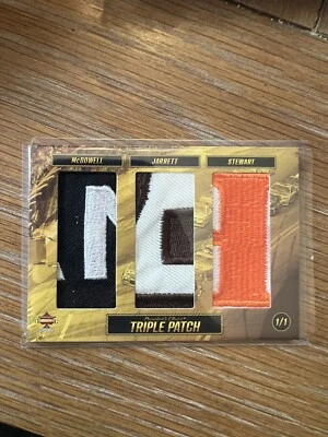 McDowell Jarrett Stewart Used Racing Suit Triple Patch Gold Card 1/1 Pres Choice - Image 1 of 2