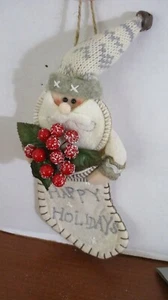 Plush SANTA CLAUS STOCKING 10" CHRISTMAS ORNAMENT - Picture 1 of 3