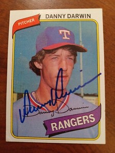 DANNY DARWIN 1980 Topps # 498 autographed signed card TEXAS RANGERS 80 AUTO