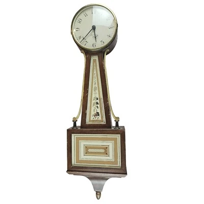 Seth Thomas Banjo clock four jeweled mechanism April 1954 not running flaws - Image 1 of 4