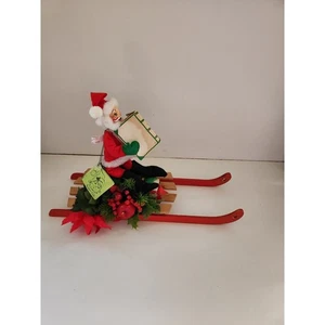Vtg Annalee Mobilitee Santa riding on a sled 1967 with tag - Picture 1 of 5